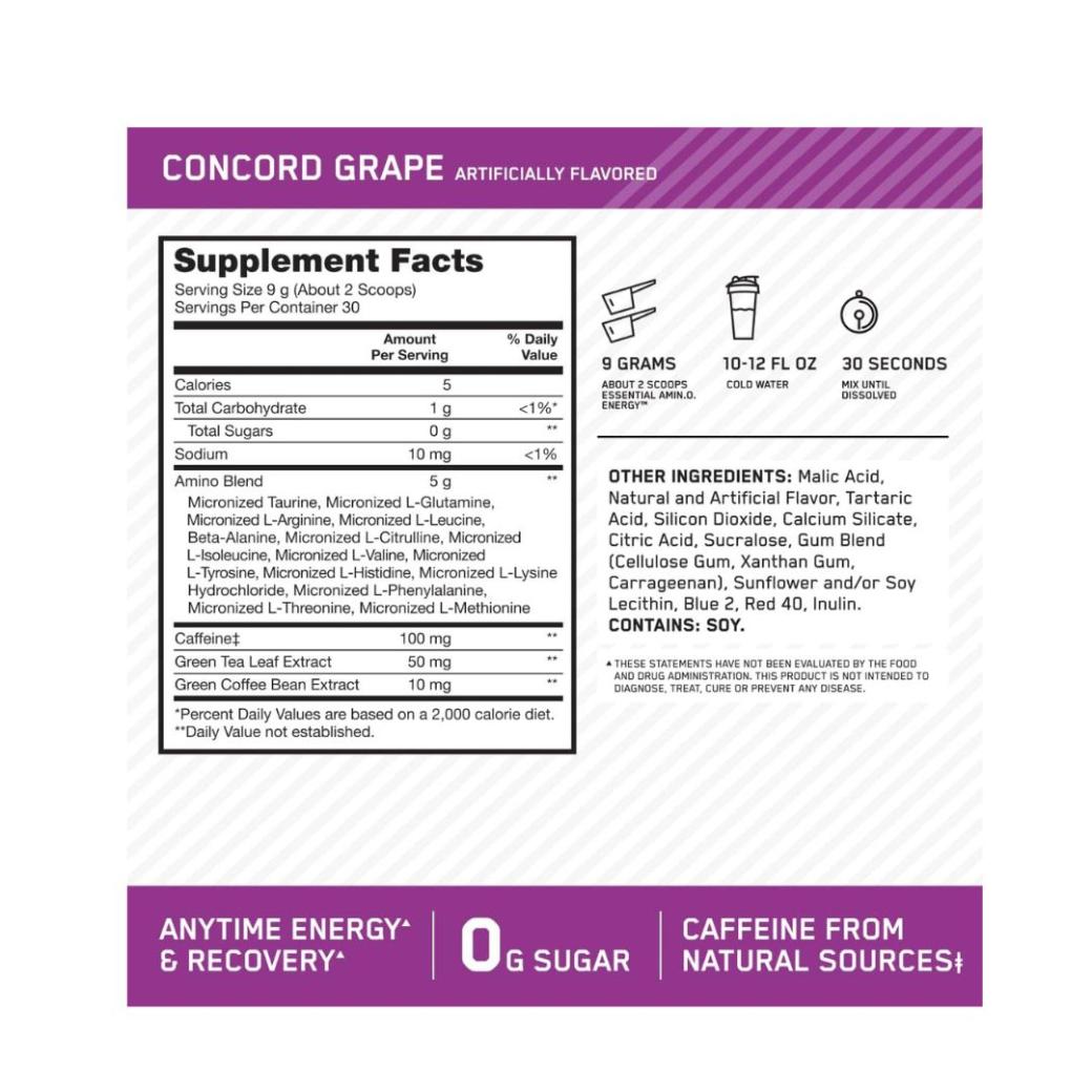 Optimum Nutrition Essential Amino Energy - Concord Grape (270g)