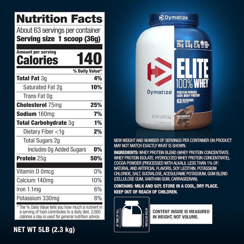 Dymatize Elite 100% Whey - Rich Chocolate (5 lb - 63 serving)