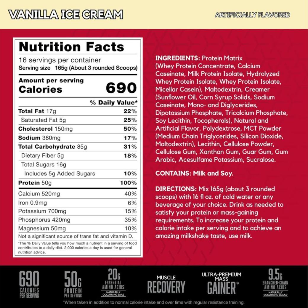 BSN True-Mass Gainer Protein - Vanilla Ice Cream