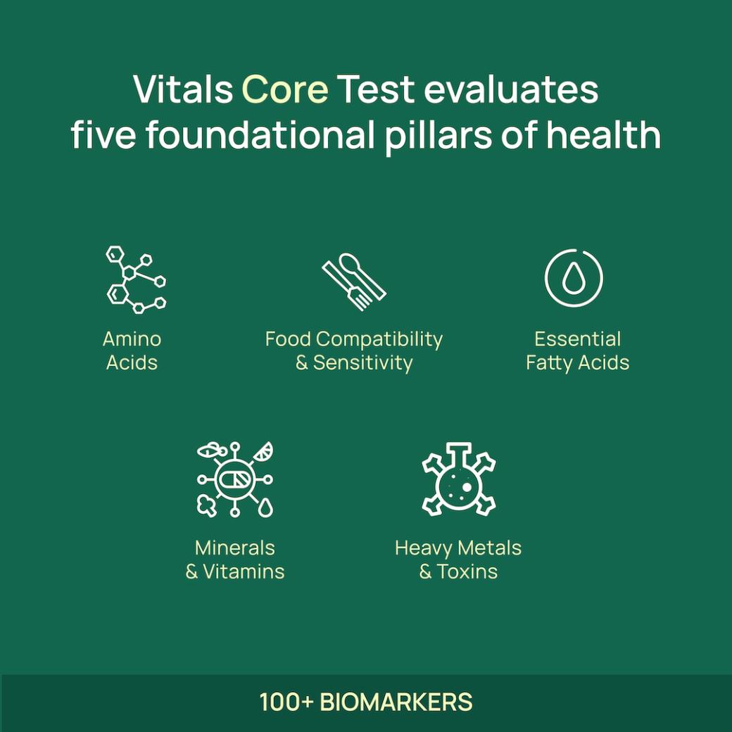 Vitals Core Test 100+ ค่าชี้วัดสุขภาพ | วิเคราะห์วิตามินและภาวะขาดสารอาหาร